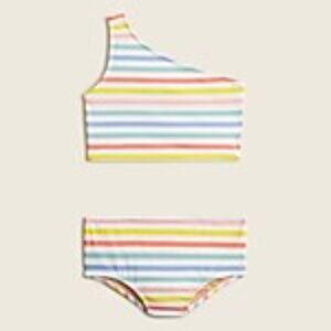 Girls striped one-shoulder two-piece swim suit (CrewCuts)